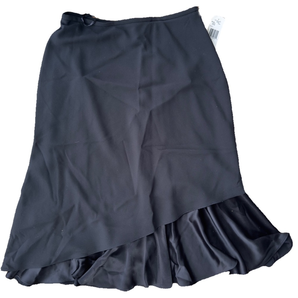 NWT Jones New York Satin Slip Black Midi Skirt Size 12 y2k vintage unif